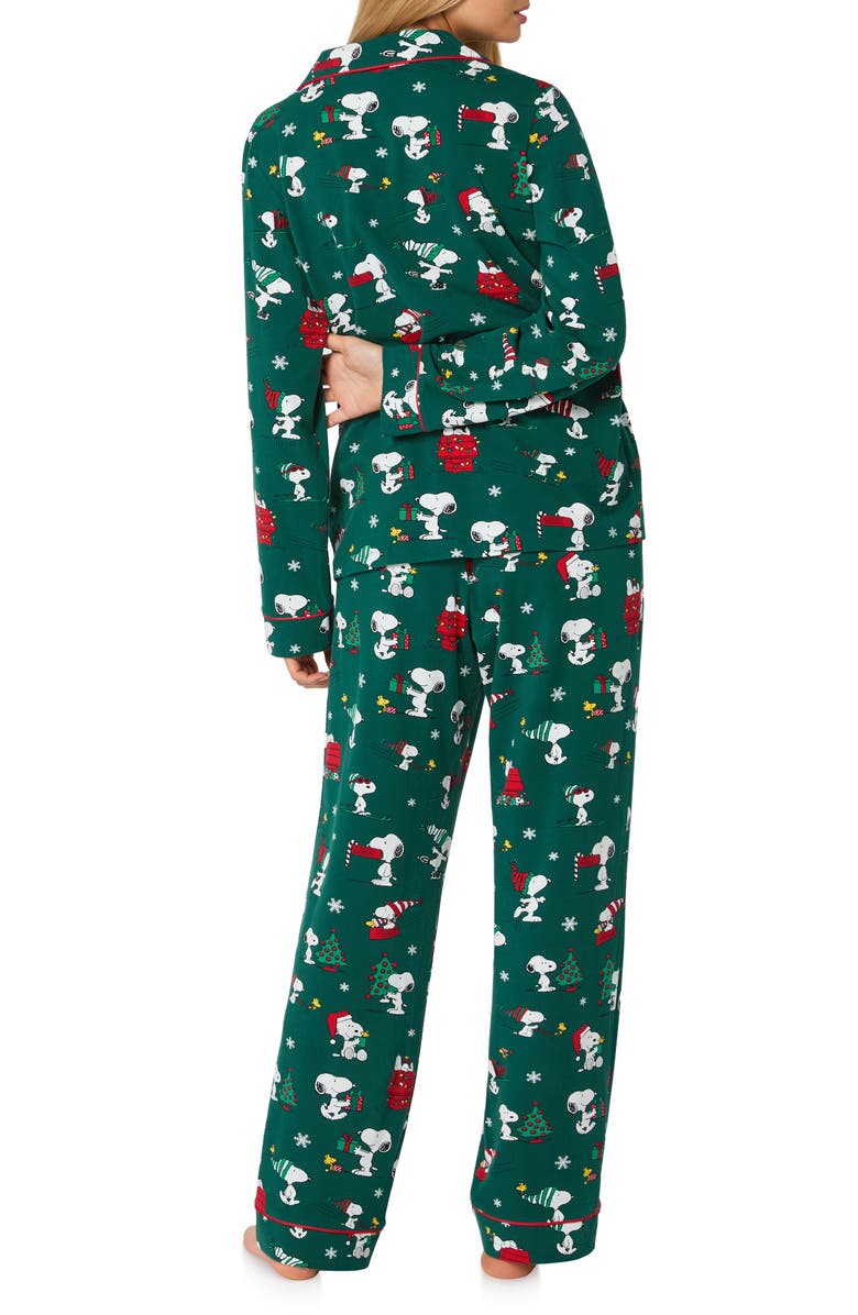 BedHead Pajamas Peanuts<sup>®</sup> Print Stretch Organic Cotton Pajamas, Alternate, color, Snoopys Holiday Fun