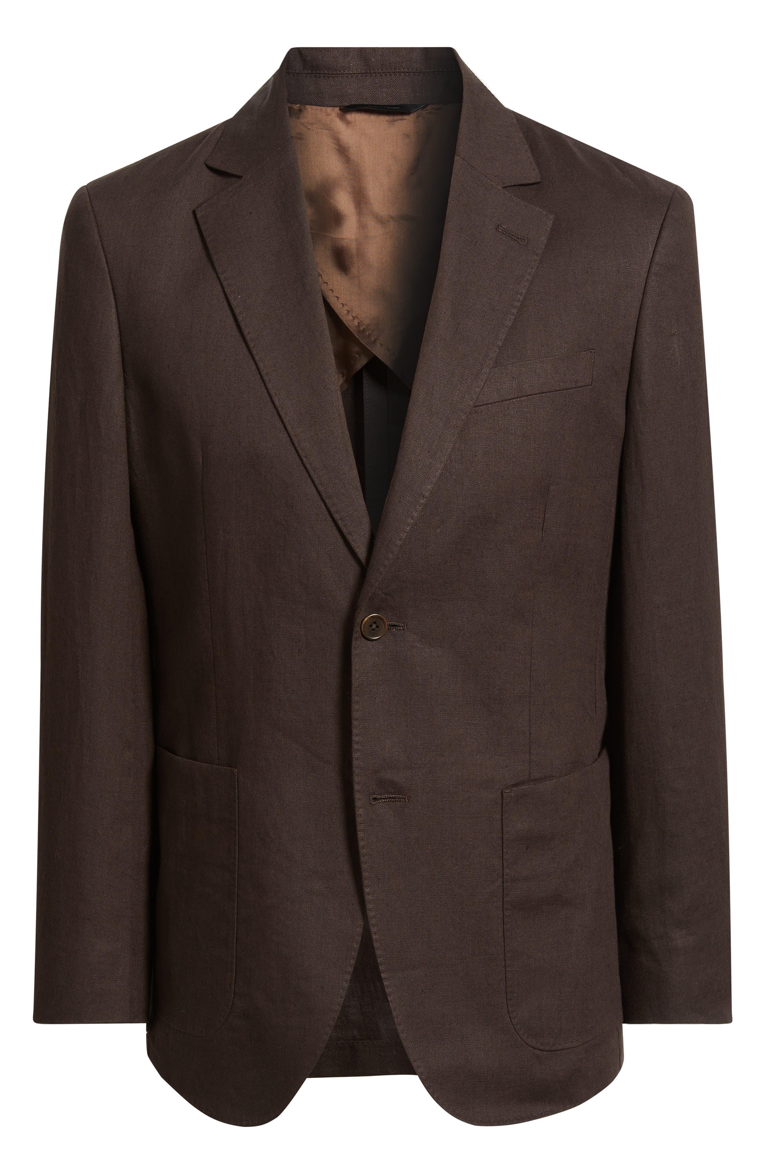Мужские Nordstrom Henrik Trim Fit Solid Italian Linen Suit Separate Jacket — фото 6