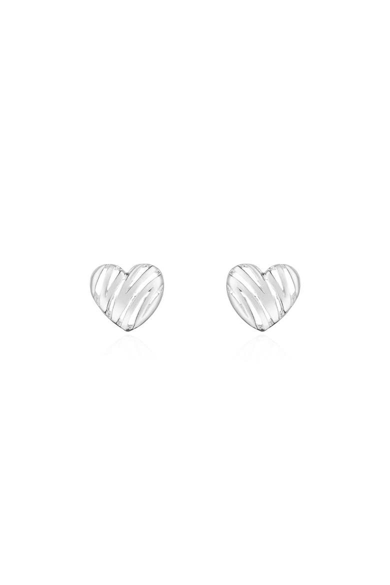 Scribble Heart Stud Earrings, Alternate, color, White Gold
