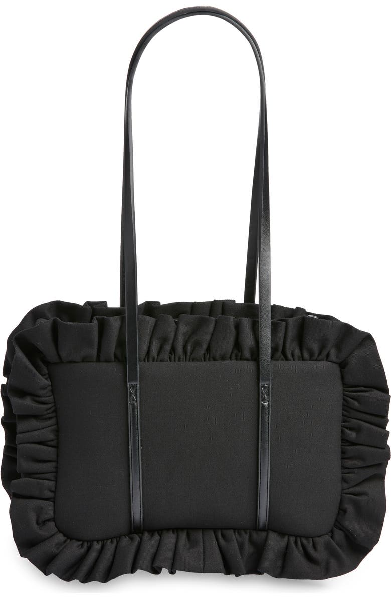 Baggy London Ruffle Twill Bowler Bag, Alternate, color, Black