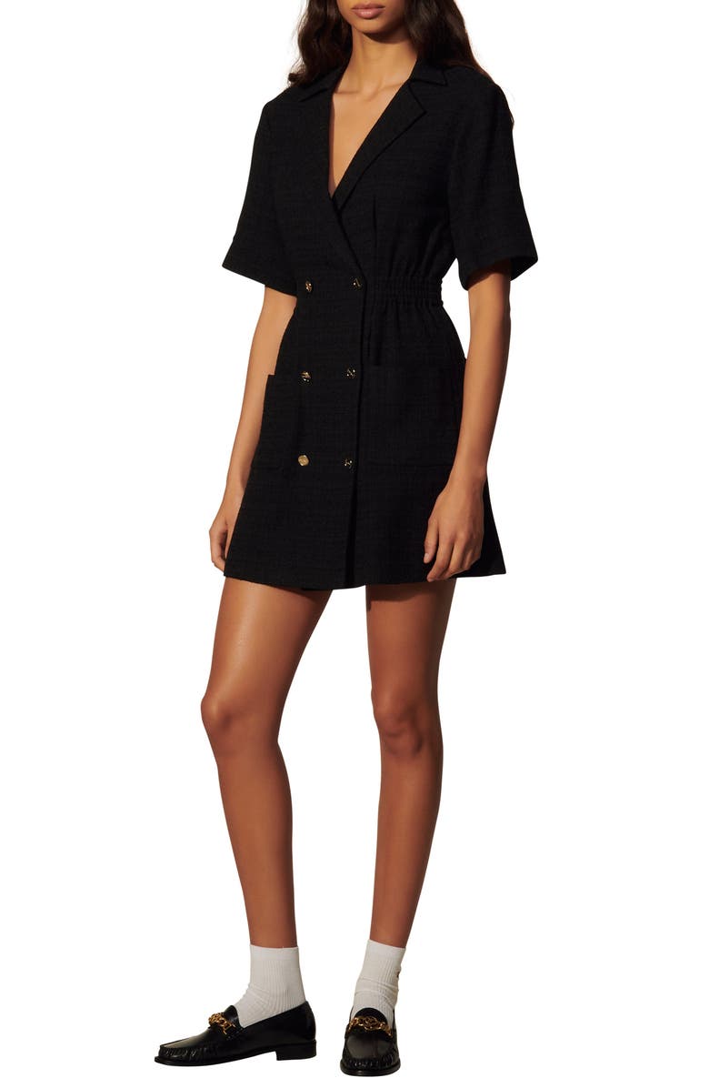 SANDRO Double Breasted Short Sleeve Dress, Main, color, 