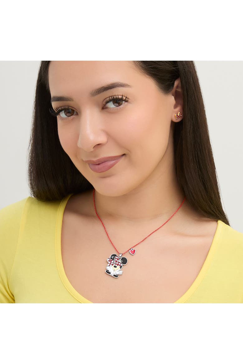 Minnie Mouse and Mickey Heart Necklace, Alternate, color, Red/Black