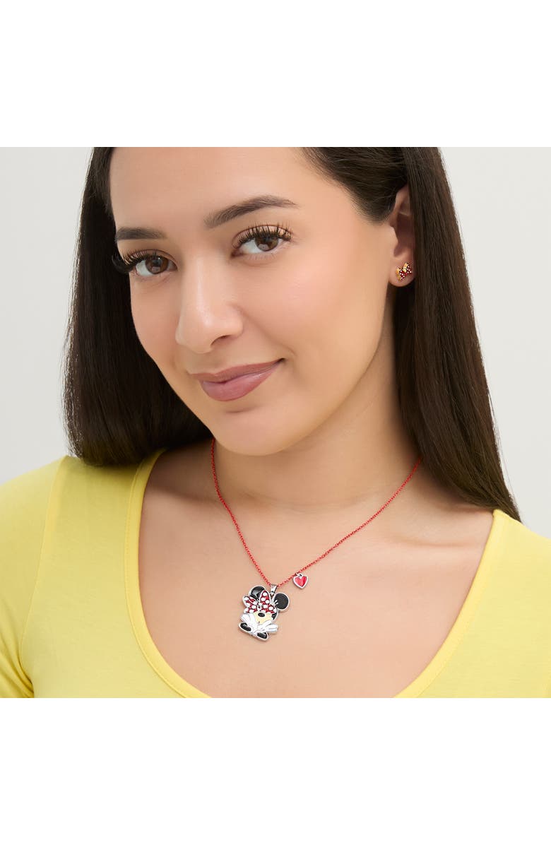 Disney Minnie Mouse and Mickey Heart Necklace, Alternate, color, Red/Black