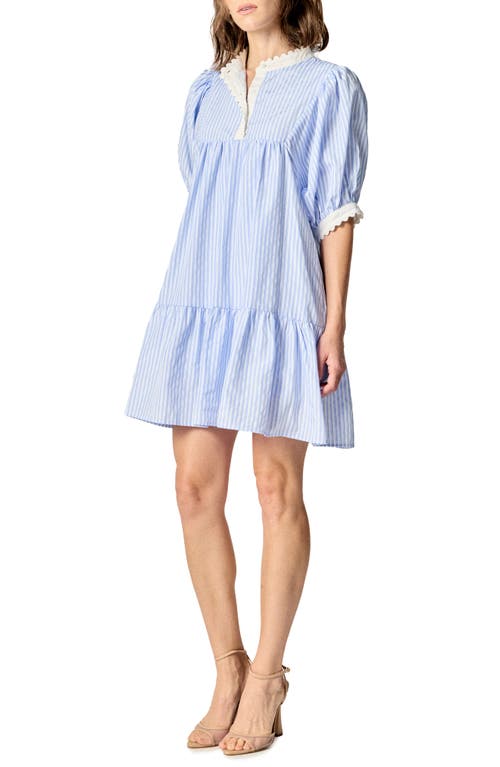 English Factory Scallop Stripe Minidress In Blue