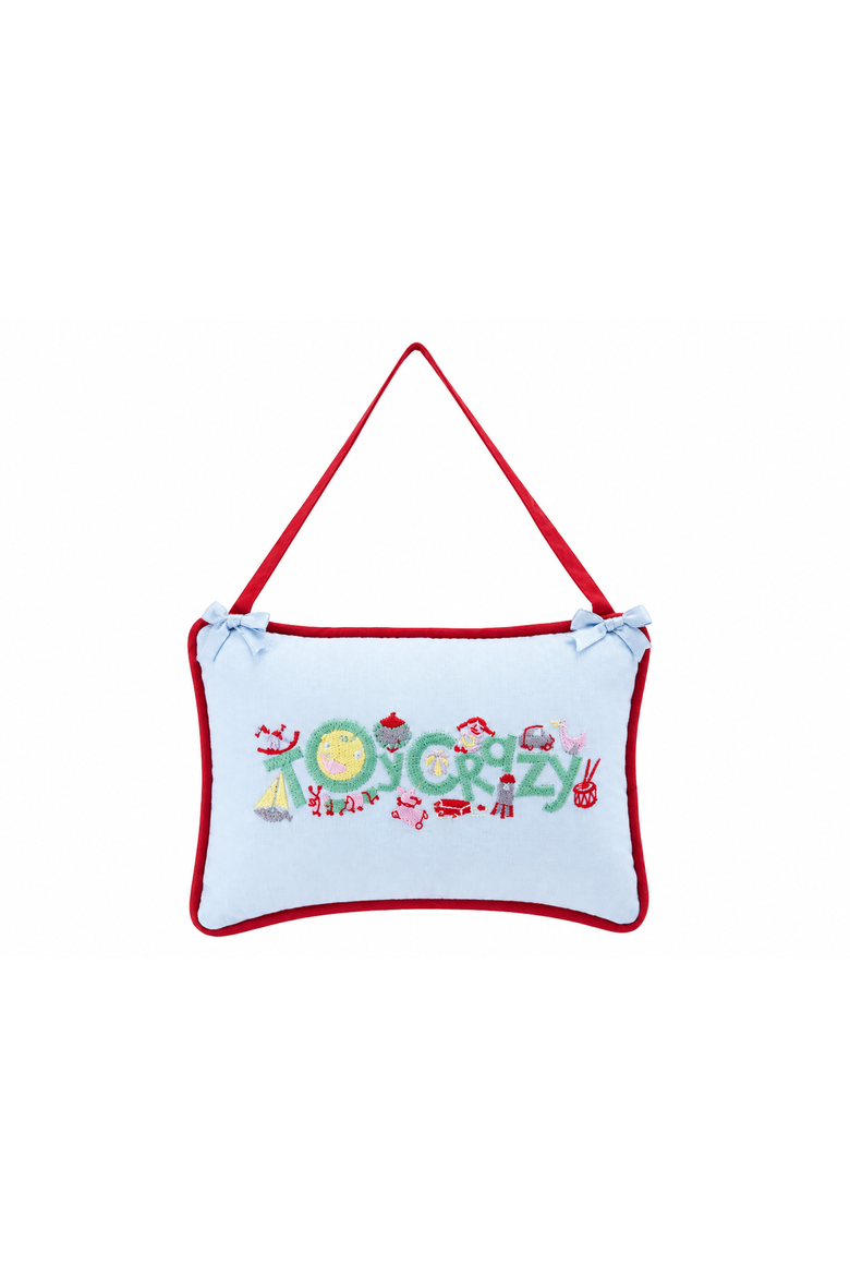 Toy Embroidered Mini Hanging Door Pillow 5" x 8", Main, color, White