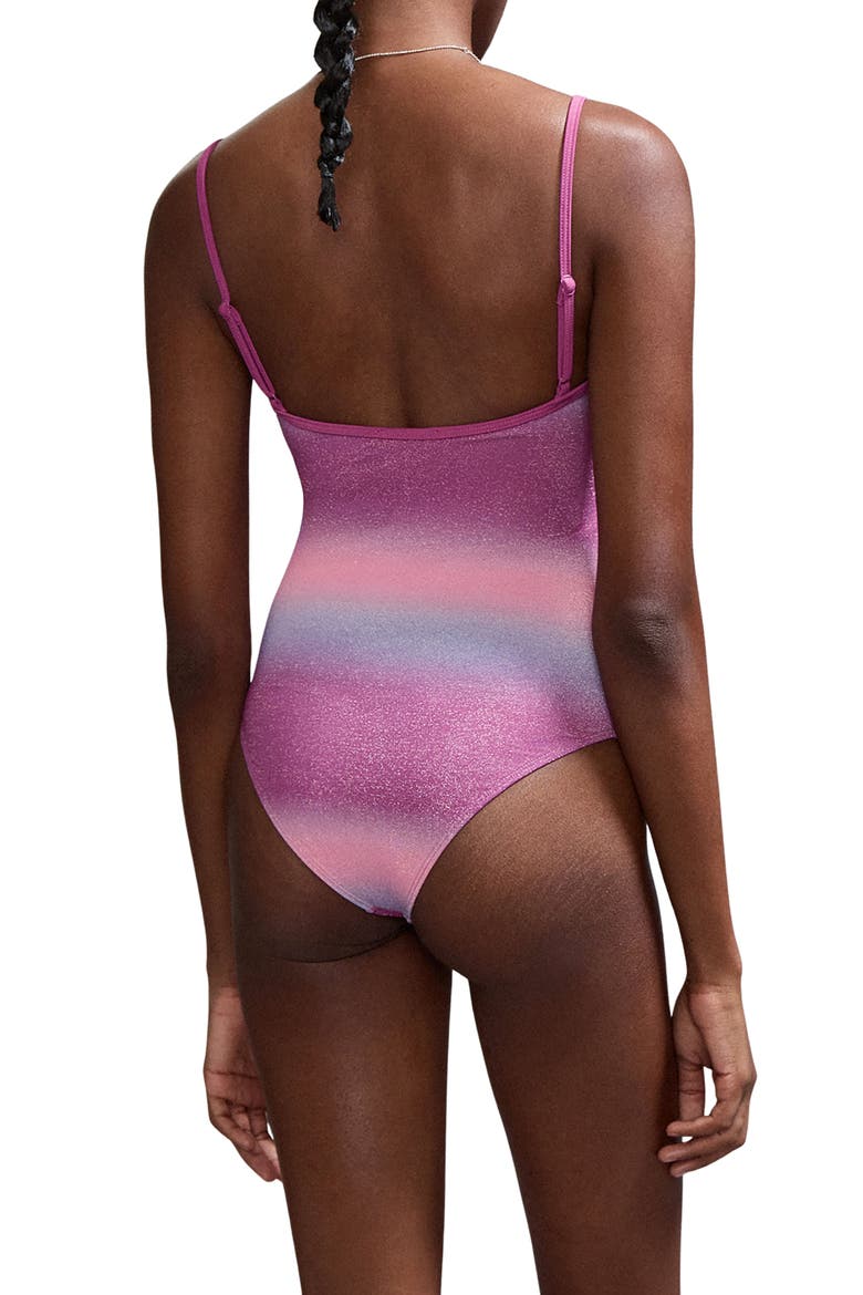 Metallic Cutout One-Piece Swimsuit, Alternate, color, PURPLE