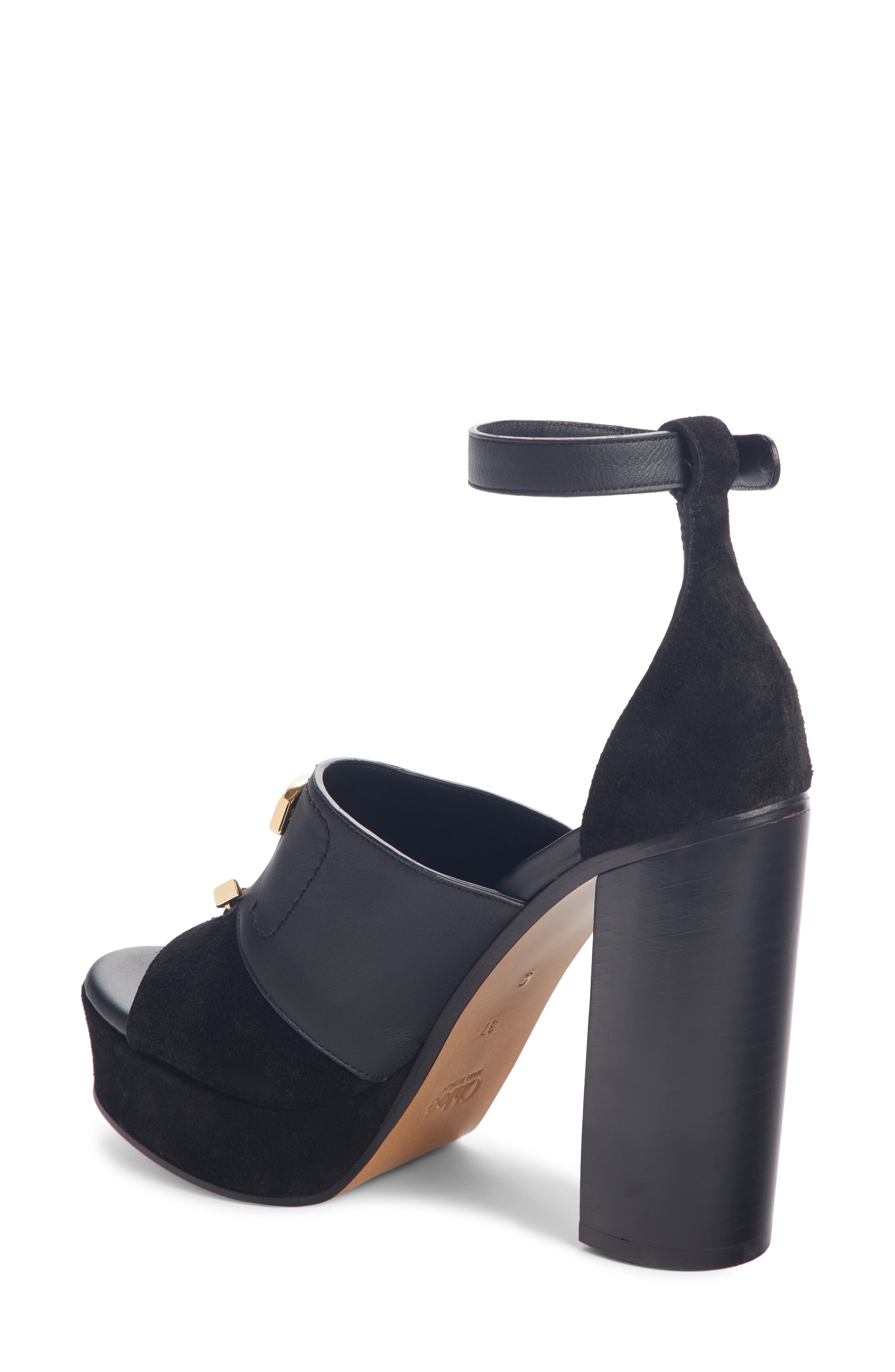 Chloé C Logo Platform Ankle Strap Sandal, Alternate, color, 