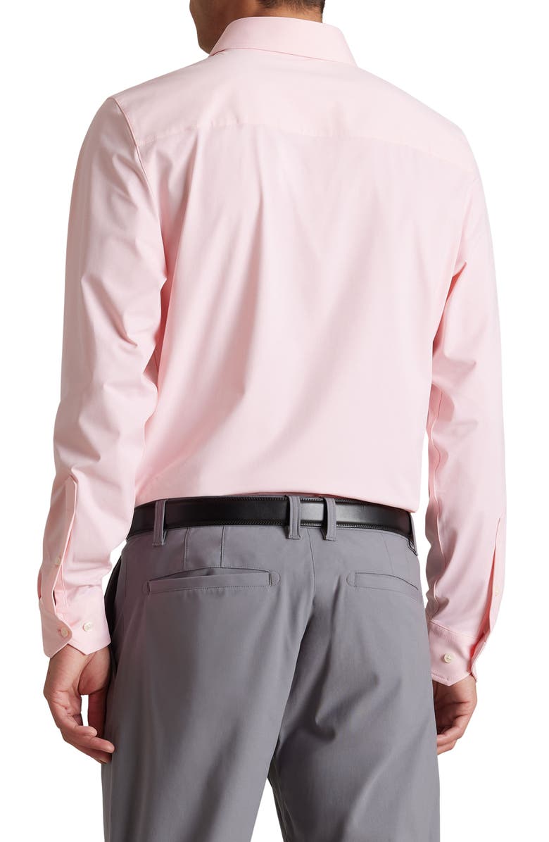 Rhone Commuter Semi Spread Collar Performance Button-Up Shirt, Alternate, color, Pink Mini Windowpane
