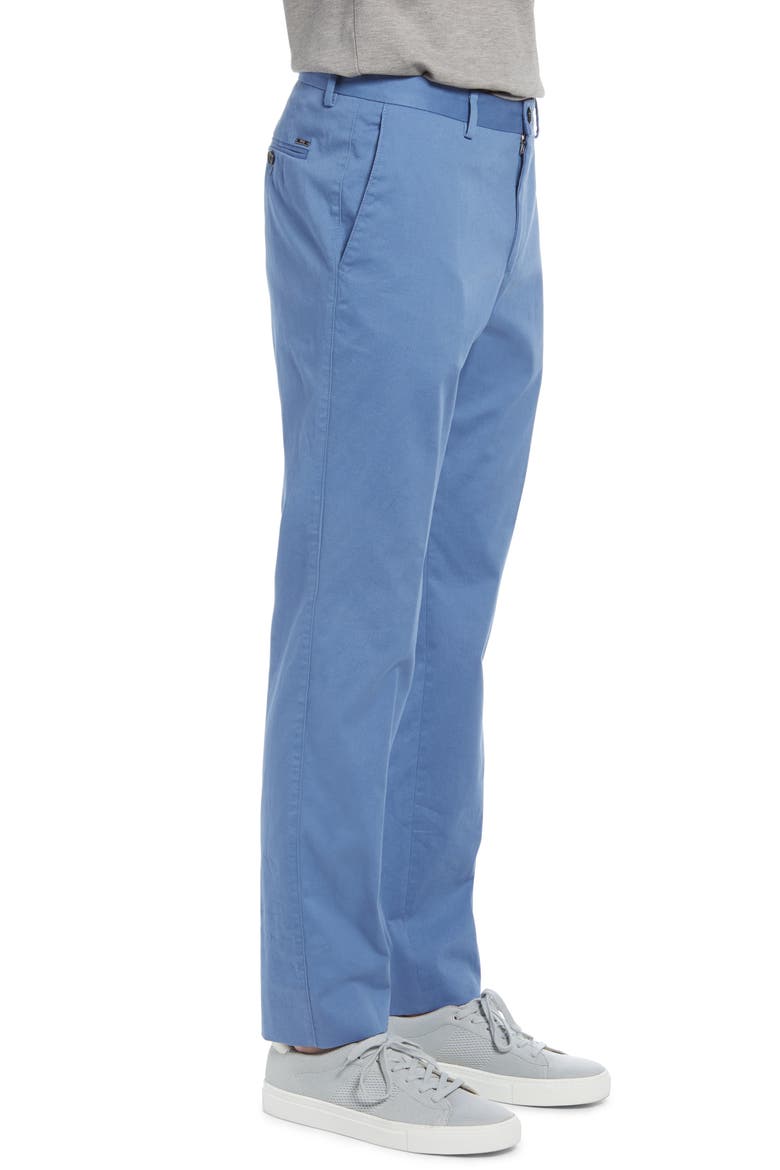 Stanino Flat Front Stretch Cotton Dress Pants, Alternate, color, OPEN BLUE
