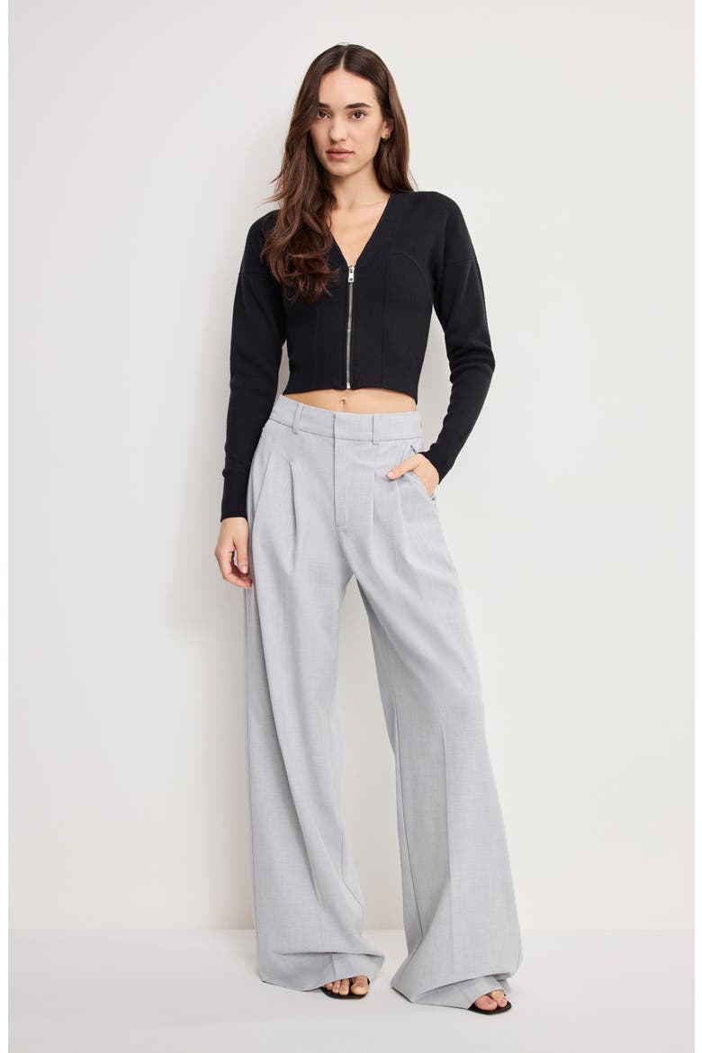Essential Wide Leg Suiting Pants, Alternate, color, CROSSHATCH GREY