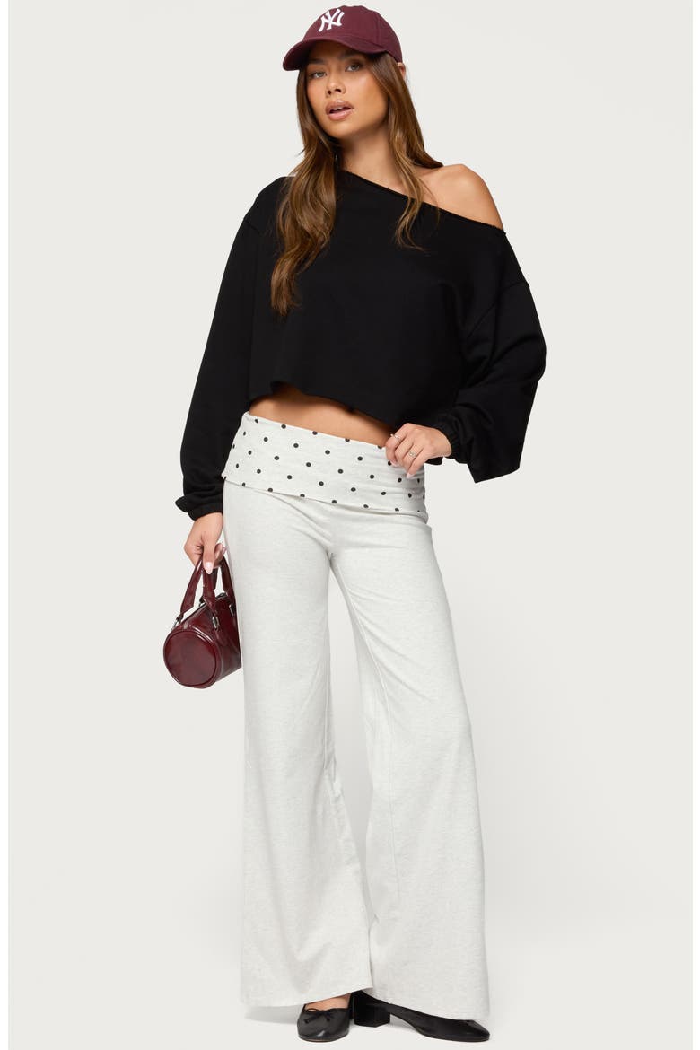 Reeva Polka Dot Foldover Pants, Alternate, color, LIGHT-GRAY-MELANGE