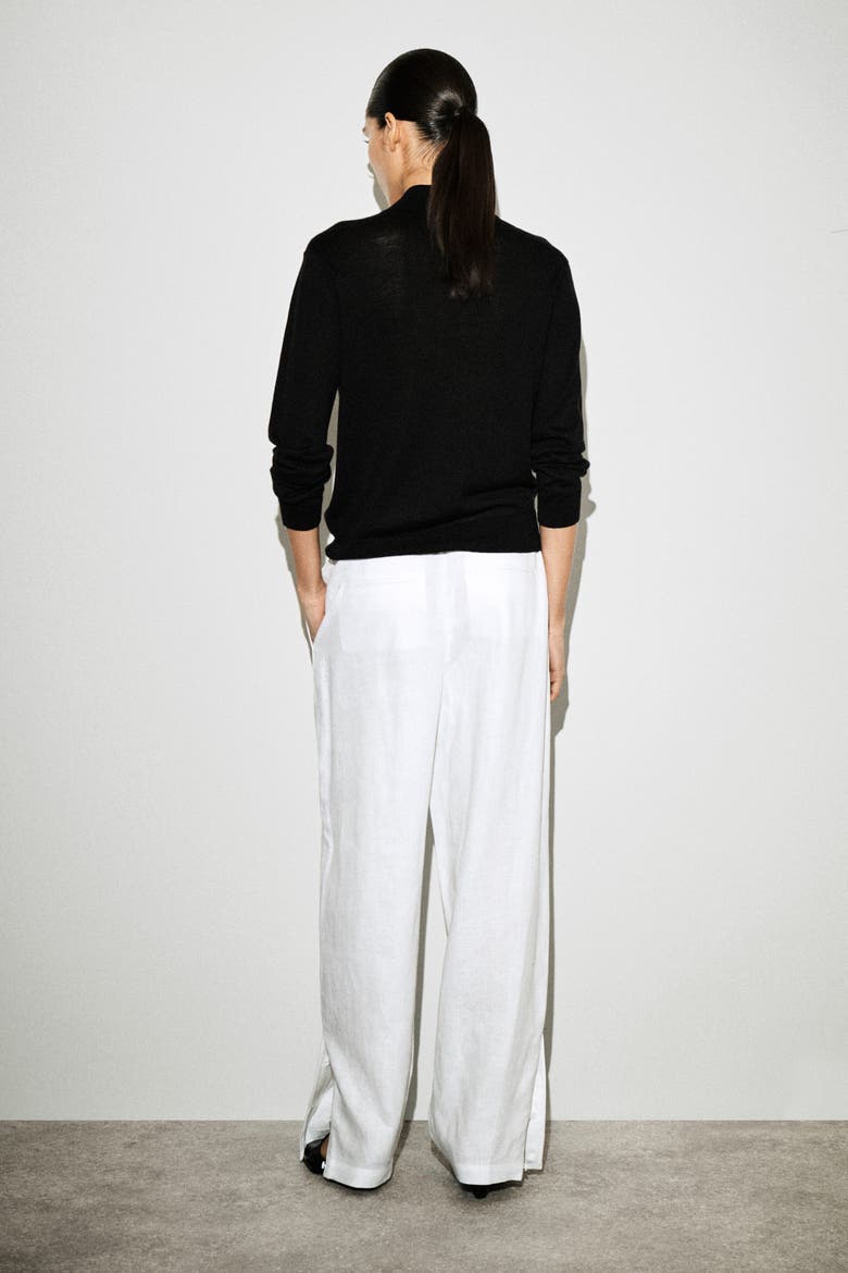 Elasticated Linen Barrel-Leg Pants, Alternate, color, WHITE