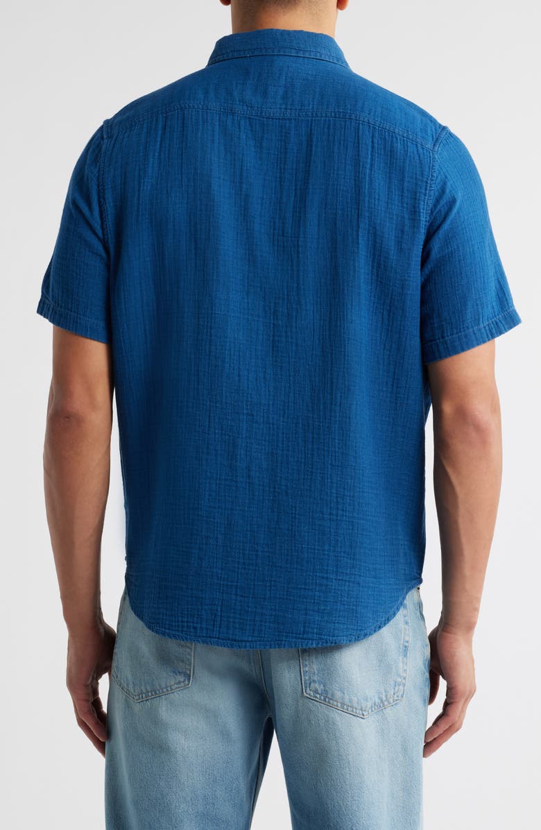 Treasure & Bond Duo Short Sleeve Gauze Button-Up Shirt, Alternate, color, Blue Indigo Washed