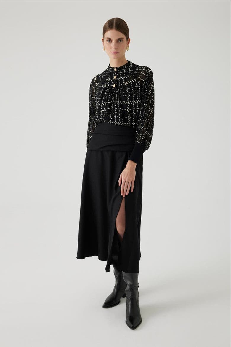 Amboree Plaid Lined Chiffon Blouse, Alternate, color, CREAM-BLACK