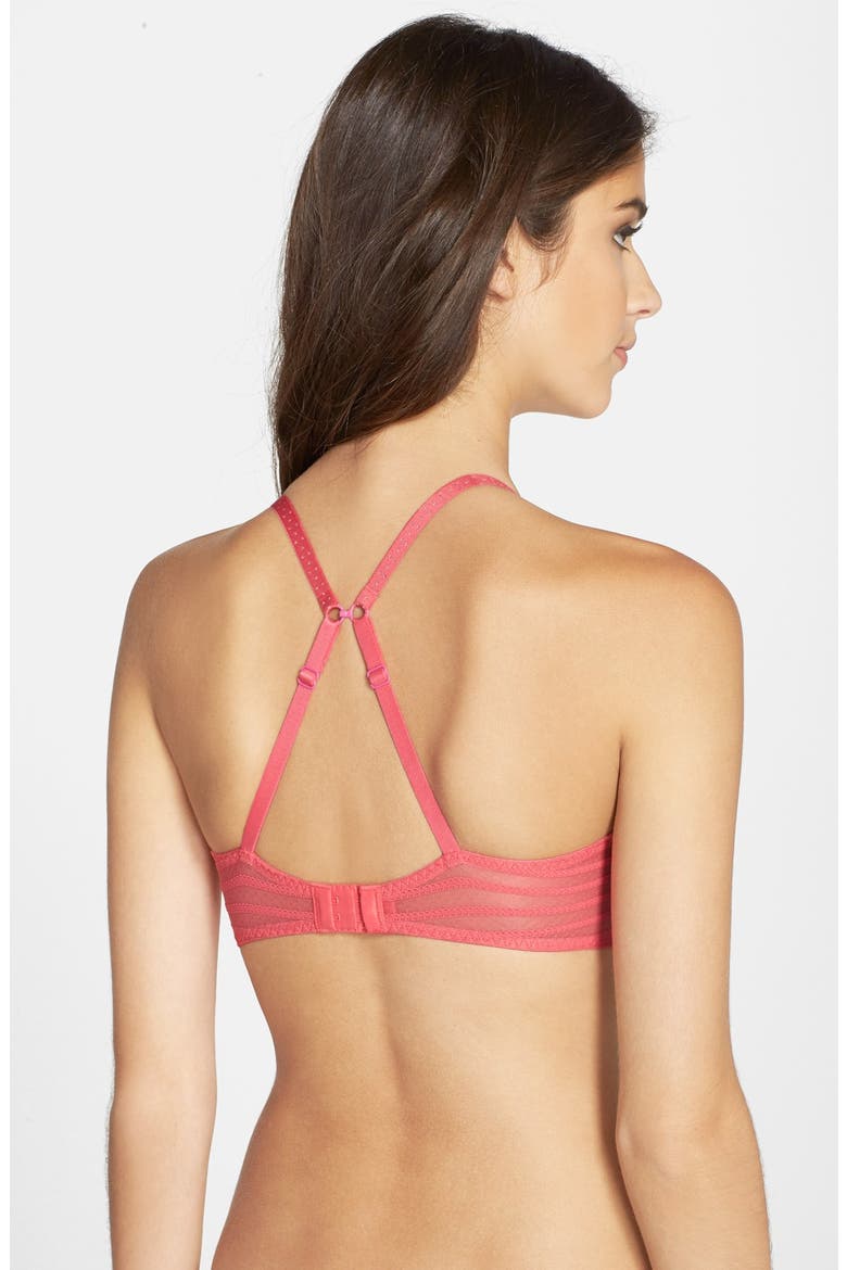 'Stocking Stripe' Underwire T-Shirt Bra, Alternate, color, FIESTA CORAL