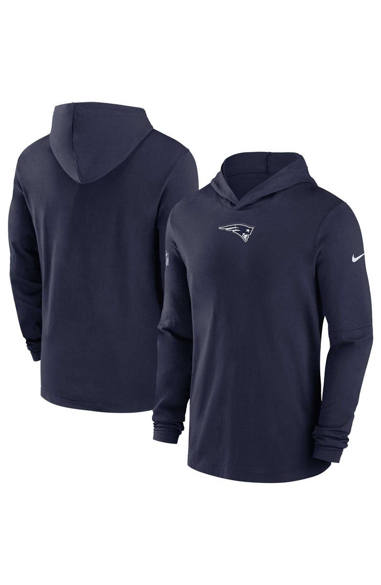 Nike Men's Nike Navy New England Patriots Sideline Performance Long Sleeve Hoodie T-Shirt, Alternate, color, 