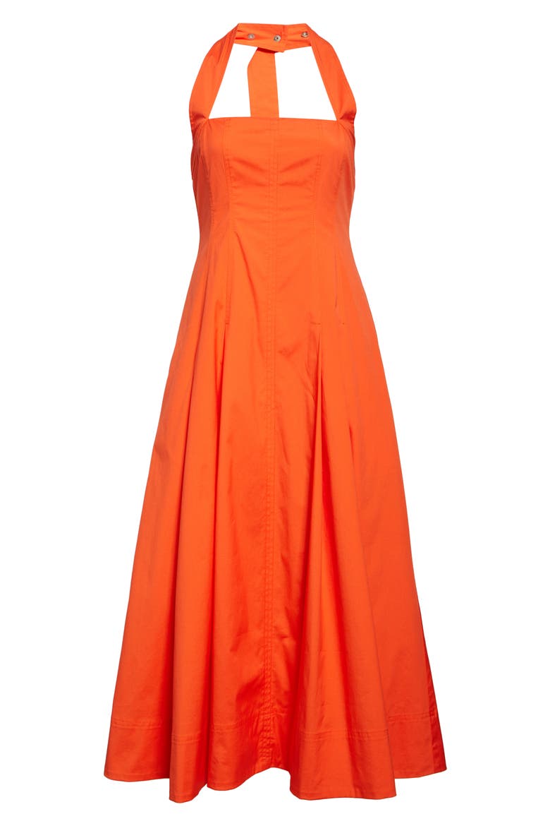 Natalie Stretch Cotton Halter Dress, Alternate, color, POPPY