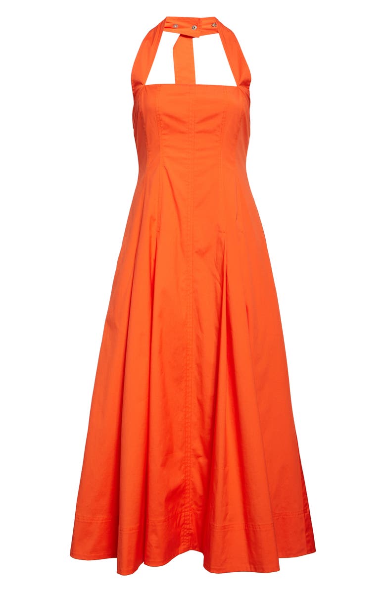 A.L.C. Natalie Stretch Cotton Halter Dress, Alternate, color, Poppy