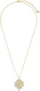 Sterling Forever Pav Cubic Zirconia Shamrock Pendant Necklace