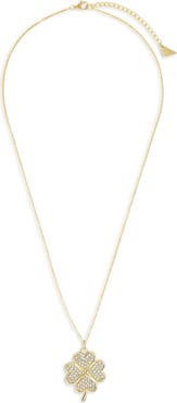 Sterling Forever Pav Cubic Zirconia Shamrock Pendant Necklace