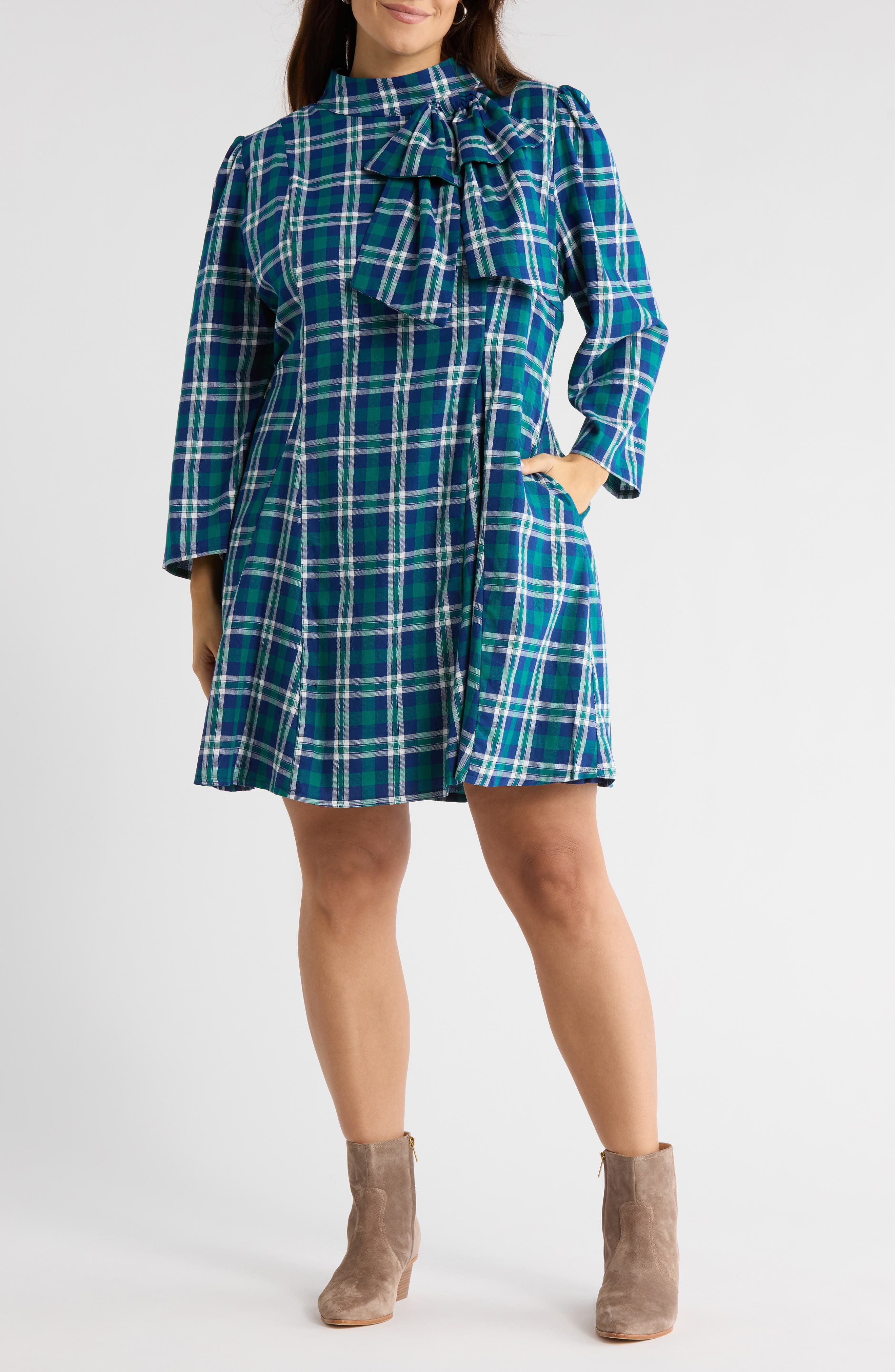 Buckley Plaid Bow Minidress