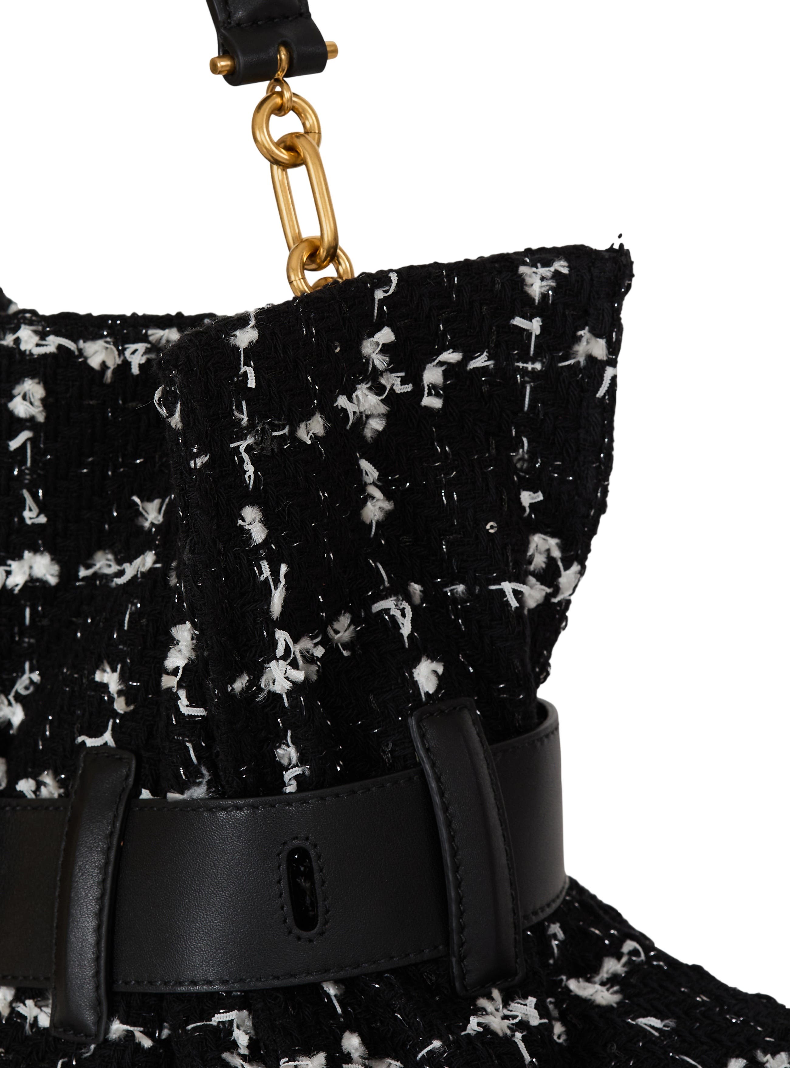 Balmain Medium Anthem bag in tweed, Alternate, color, Black