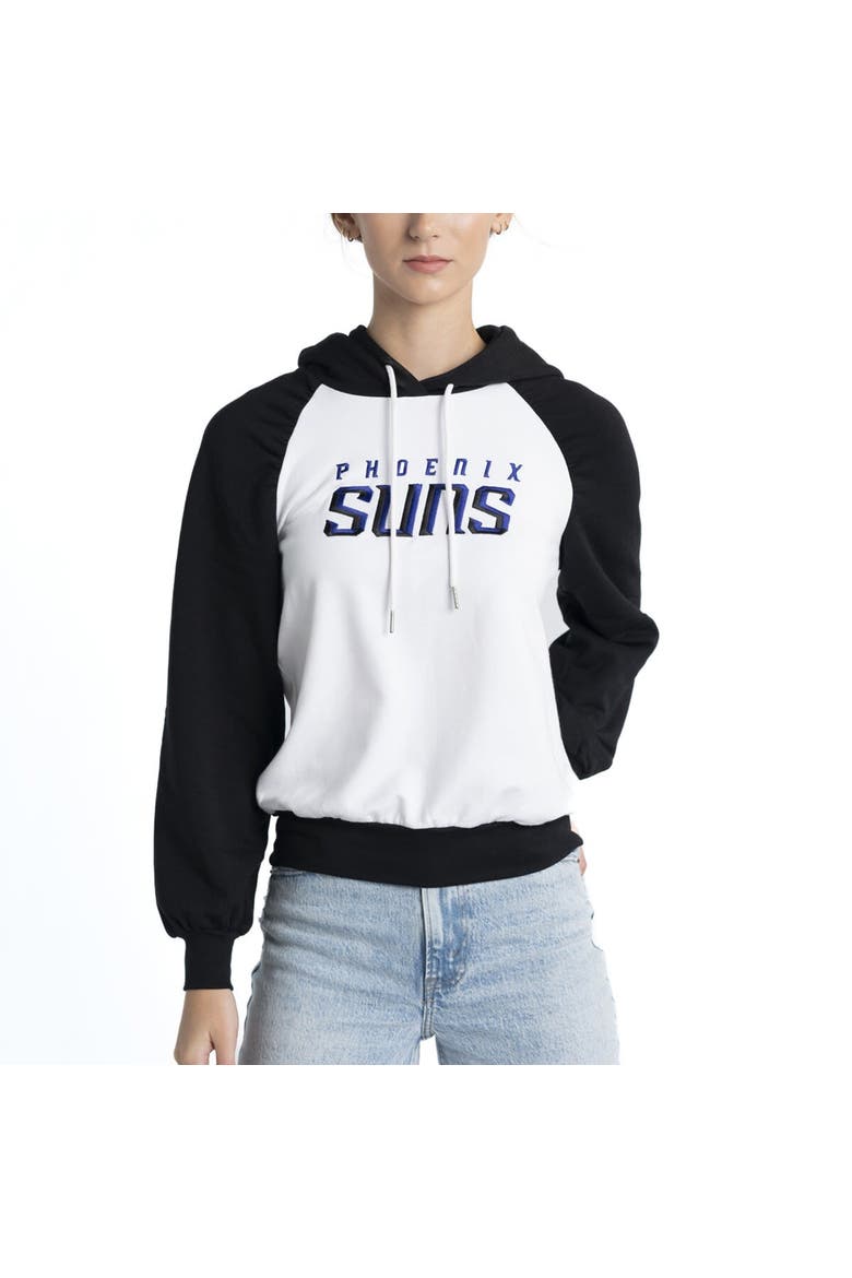 Women's Lusso White Phoenix Suns Marlowe Tri-Blend Raglan Pullover Hoodie, Main, color, White