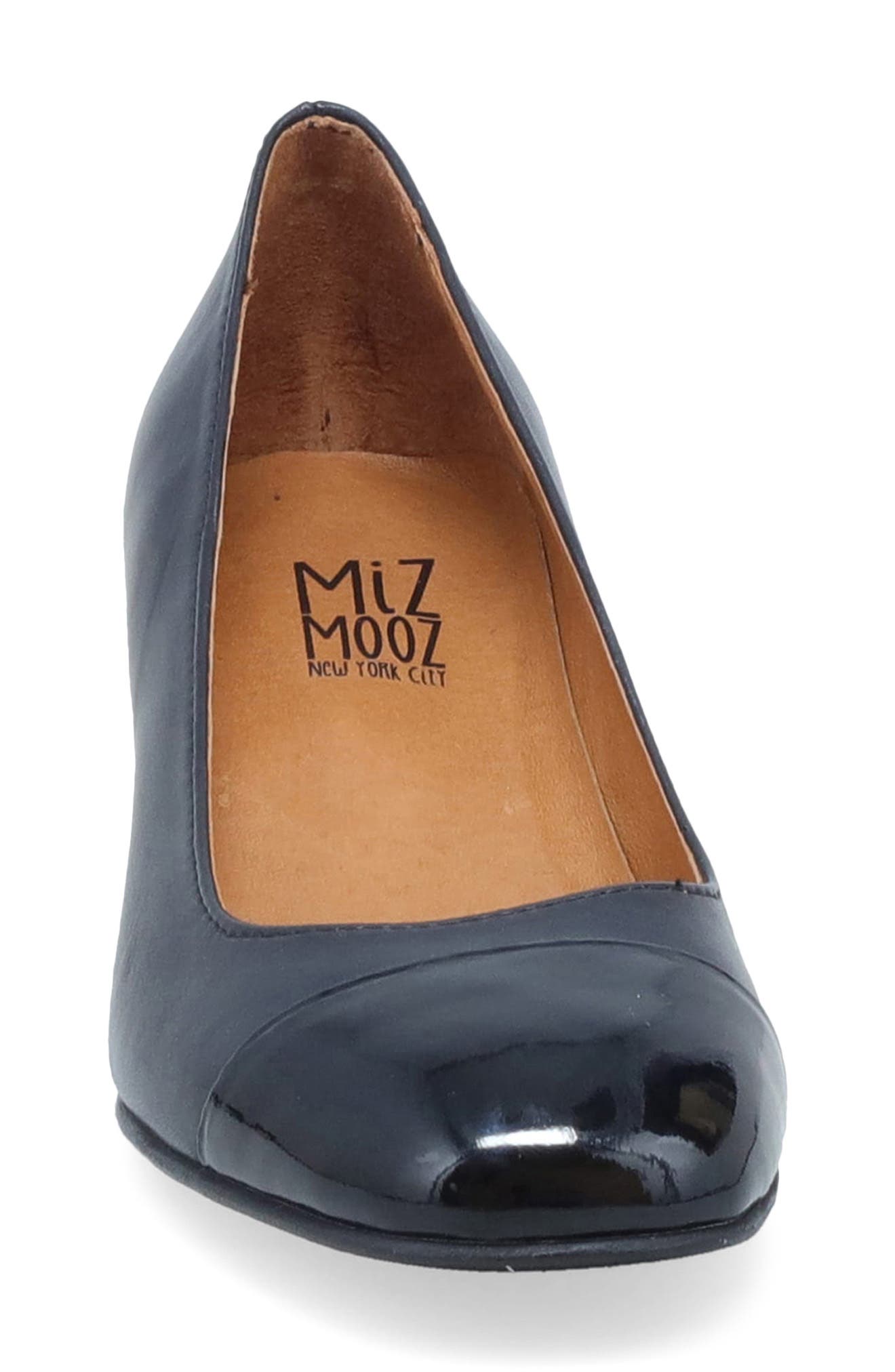 Miz Mooz Gilda Cap Toe Pump, Alternate, color, Black/ Black Patent
