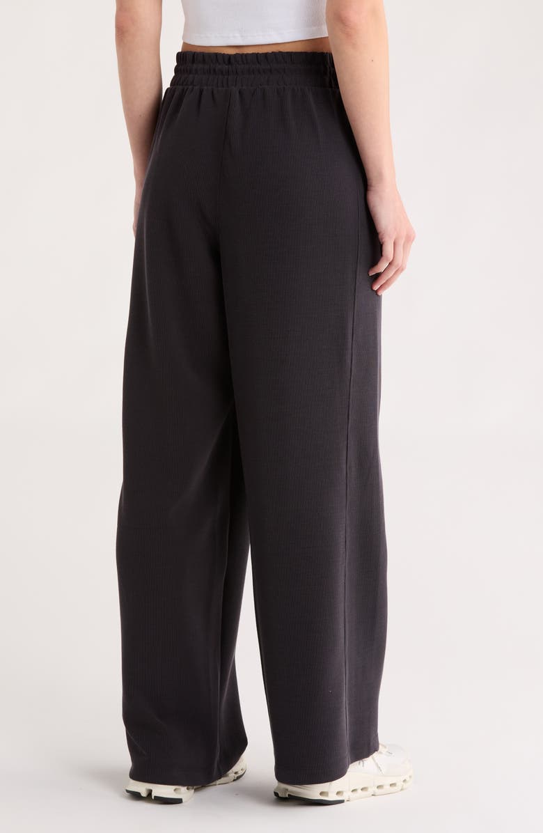 DKNY Highline High Waist Ribbed Pull-On Pants, Alternate, color, Black