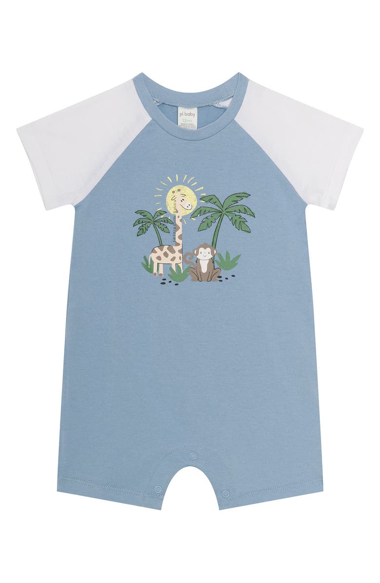 PL Baby by Petit Lem Assorted 3-Pack Safari Rompers, Alternate, color, Light Blue Safari