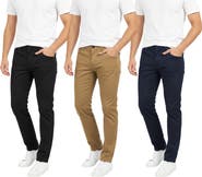 BenBen Mens 3 Pack Chinos Slim Fit Stretch Pants