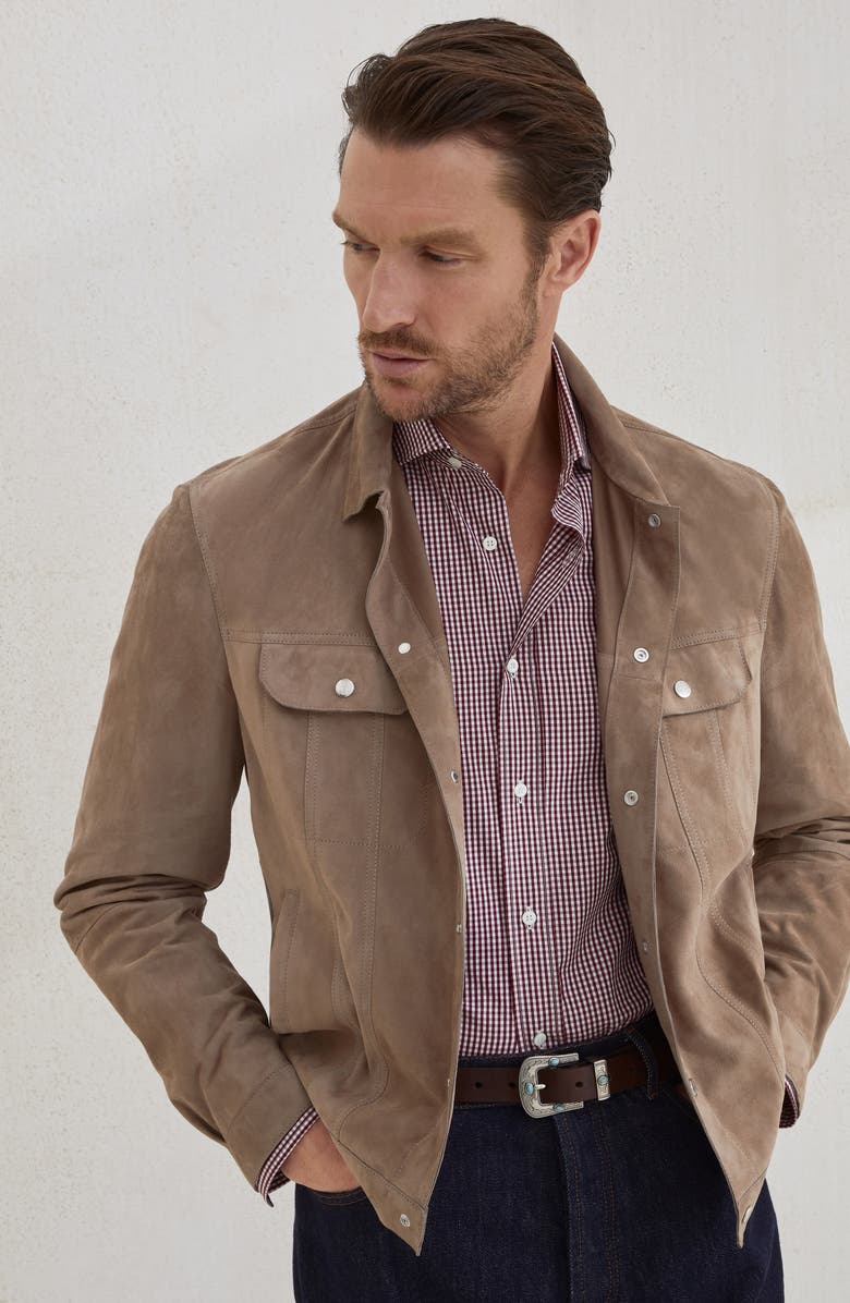 Brunello Cucinelli Check shirt, Alternate, color, Amaranth