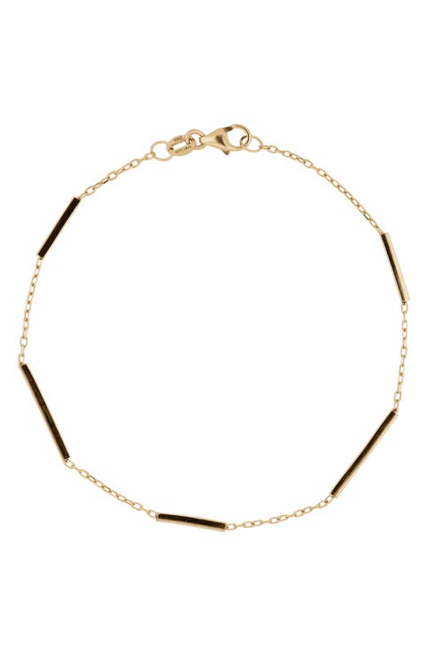 14K Gold Bar Station Bracelet