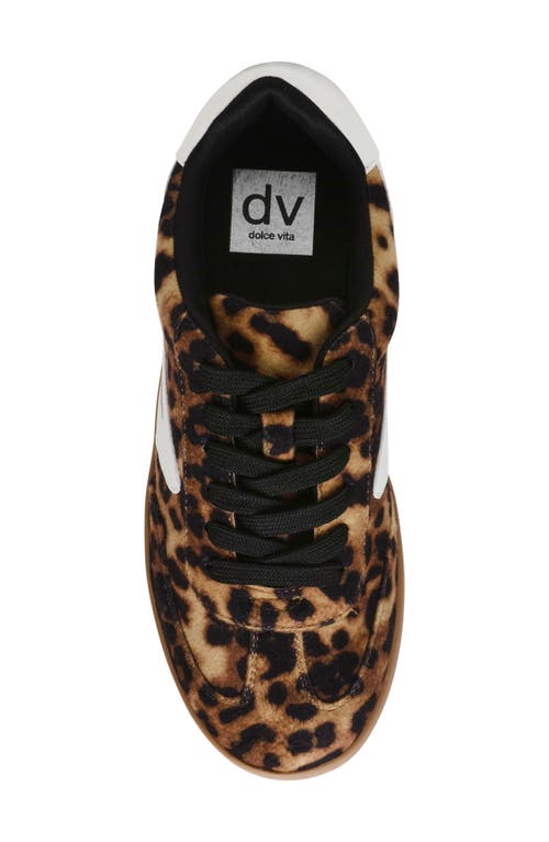 Dolce Vita Voyage Leopard Color Block Lace-up Sneakers In Beige Shiny