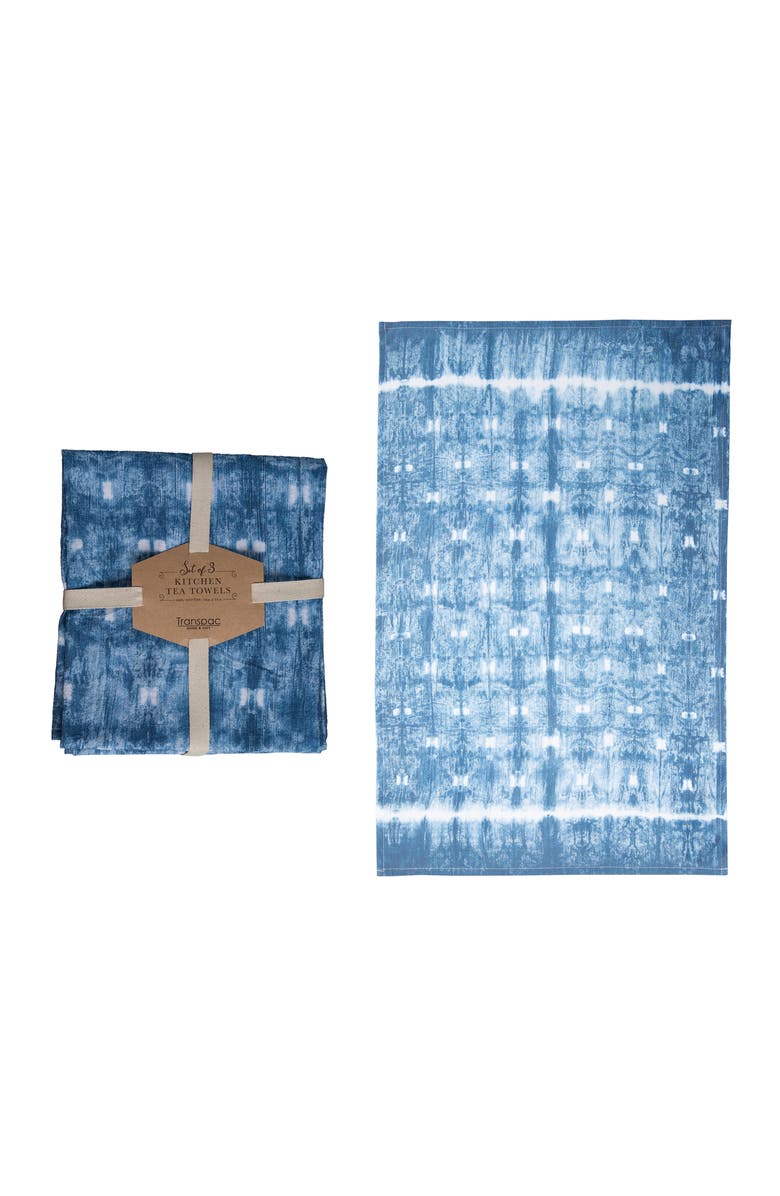 Transpac Cotton 27 in Multicolor Spring Shibori Dish Towels Set of 3 Perfect for Kitchen Textiles and Spring Decor, Main, color, Multicolored