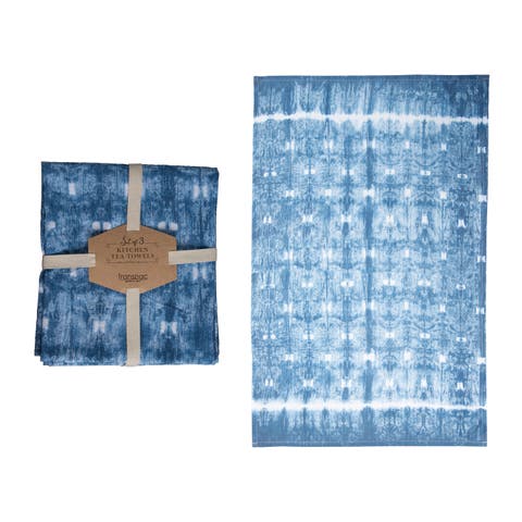 Cotton 27 in Multicolor Spring Shibori Dish Towels Set of 3 Perfect for Kitchen Textiles and Spring Decor