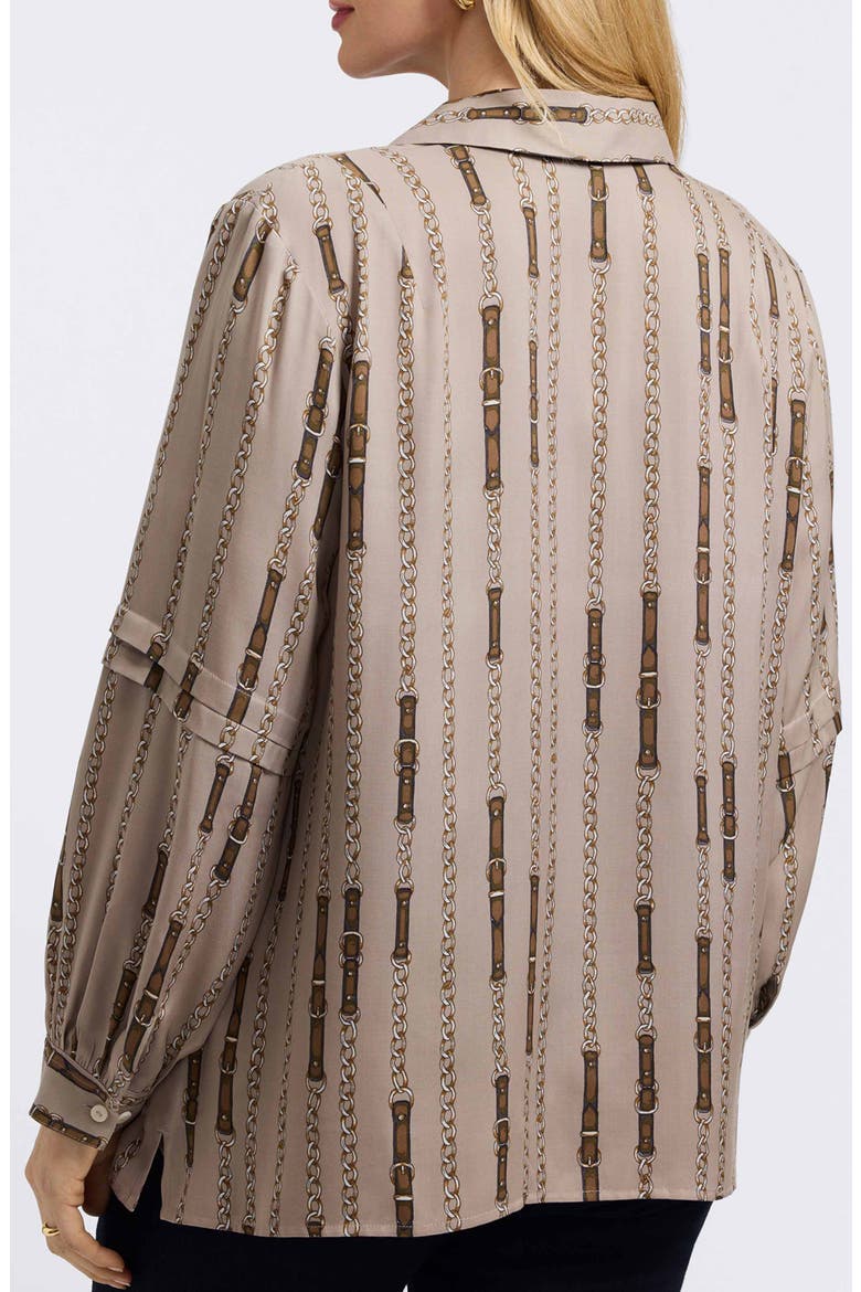 Frankie Chain Stripe Popover Top, Alternate, color, BROWN MULTI