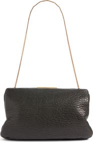 Saint Laurent Large Crinkled Leather Frame Clutch