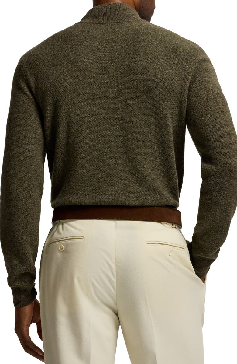 Ralph Lauren Purple Label Bird's Eye Cashmere Half Zip Sweater, Alternate, color, Olive Multi