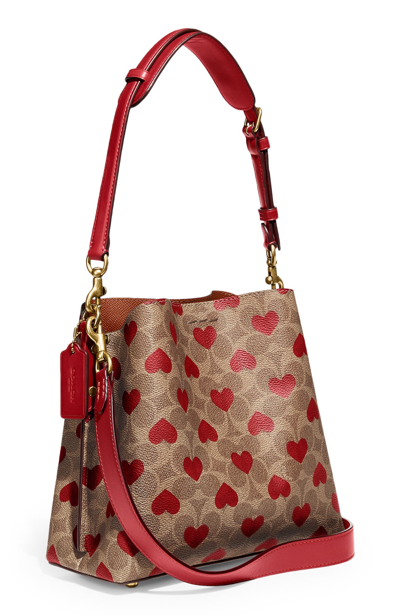 COACH Signature Coated Canvas & Hearts Crossbody Bag, Alternate, color, 