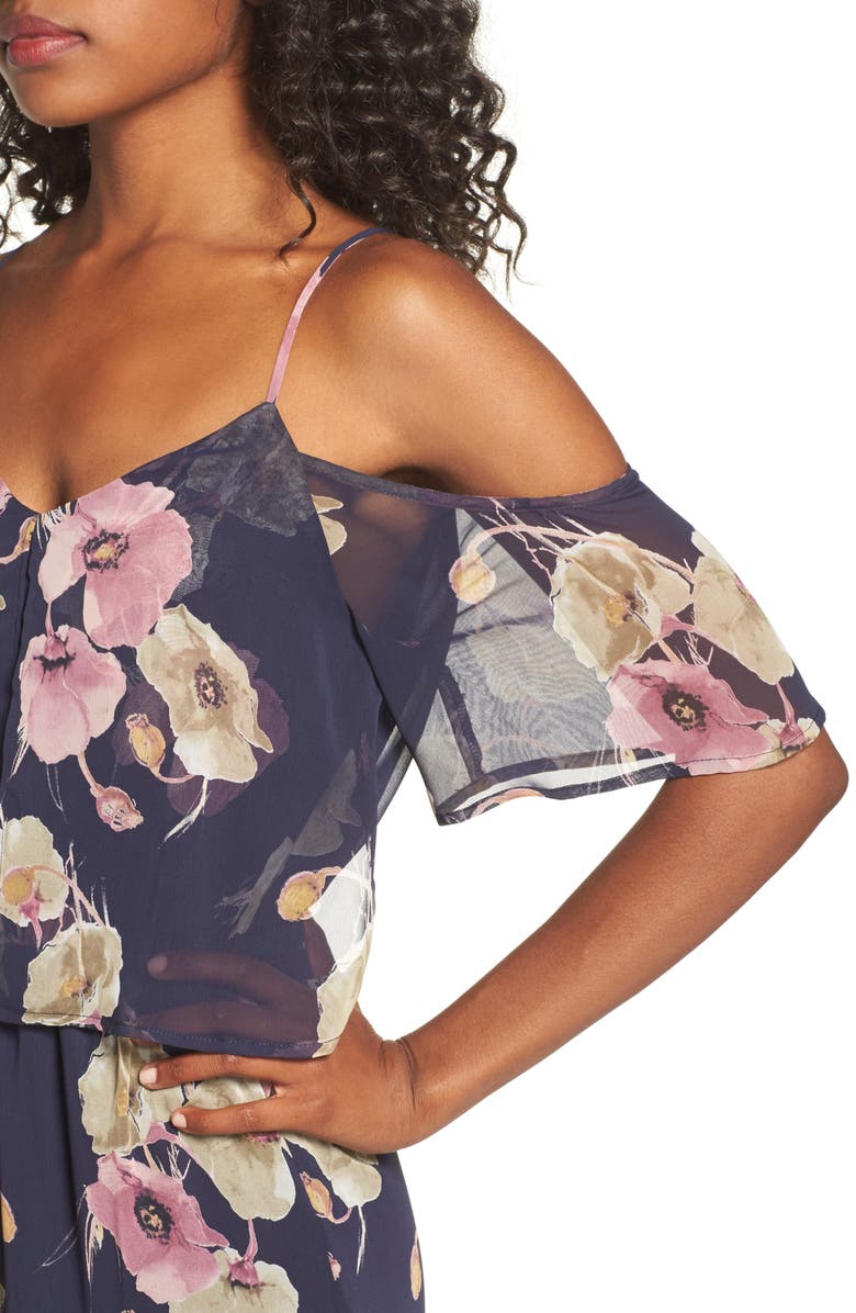 19 Cooper Cold Shoulder Chiffon Jumpsuit, Alternate, color,