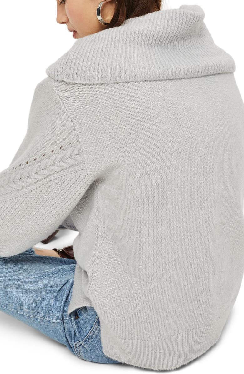 Topshop Cable Sleeve Cowl Neck Sweater, Alternate, color,