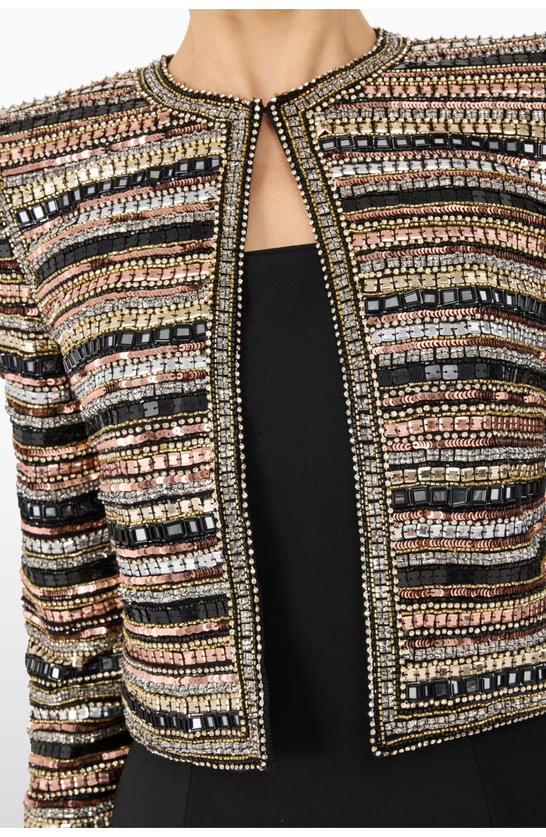 Jenny Packham Alma Beaded Jacket, Alternate, color, Liquorice
