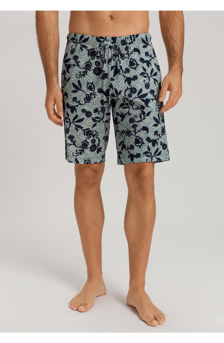 Hanro Night And Day Drawstring Cotton Shorts, Alternate, color, Moonshine Tiles