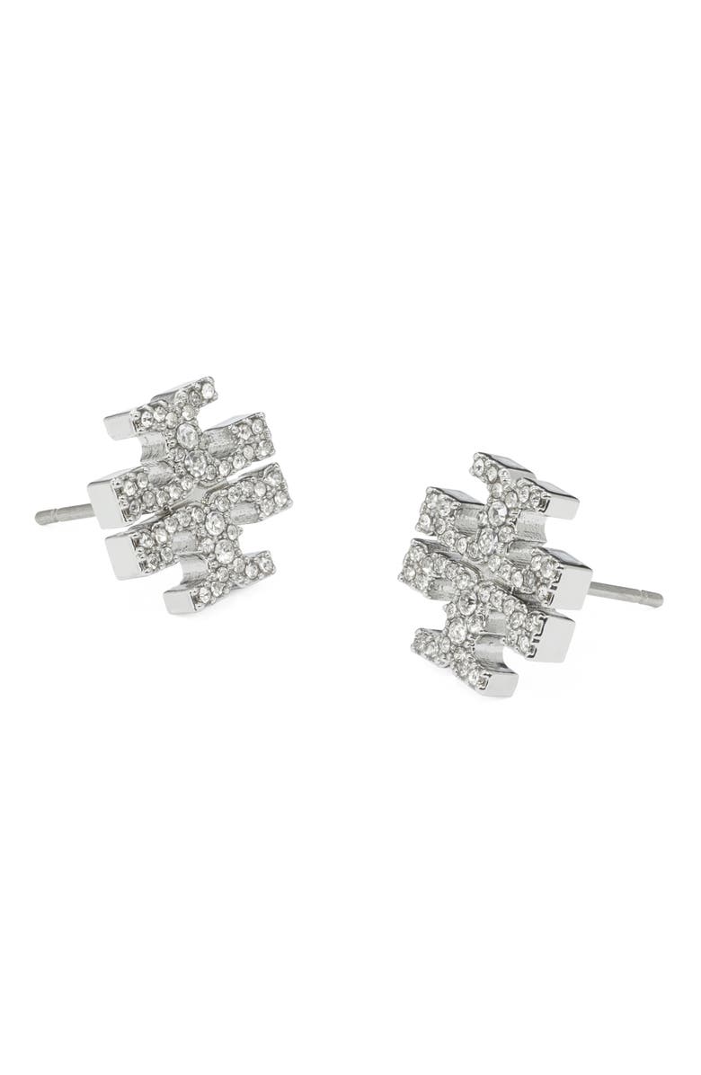 Tory Burch Icon Pavé Stud Earrings, Alternate, color,