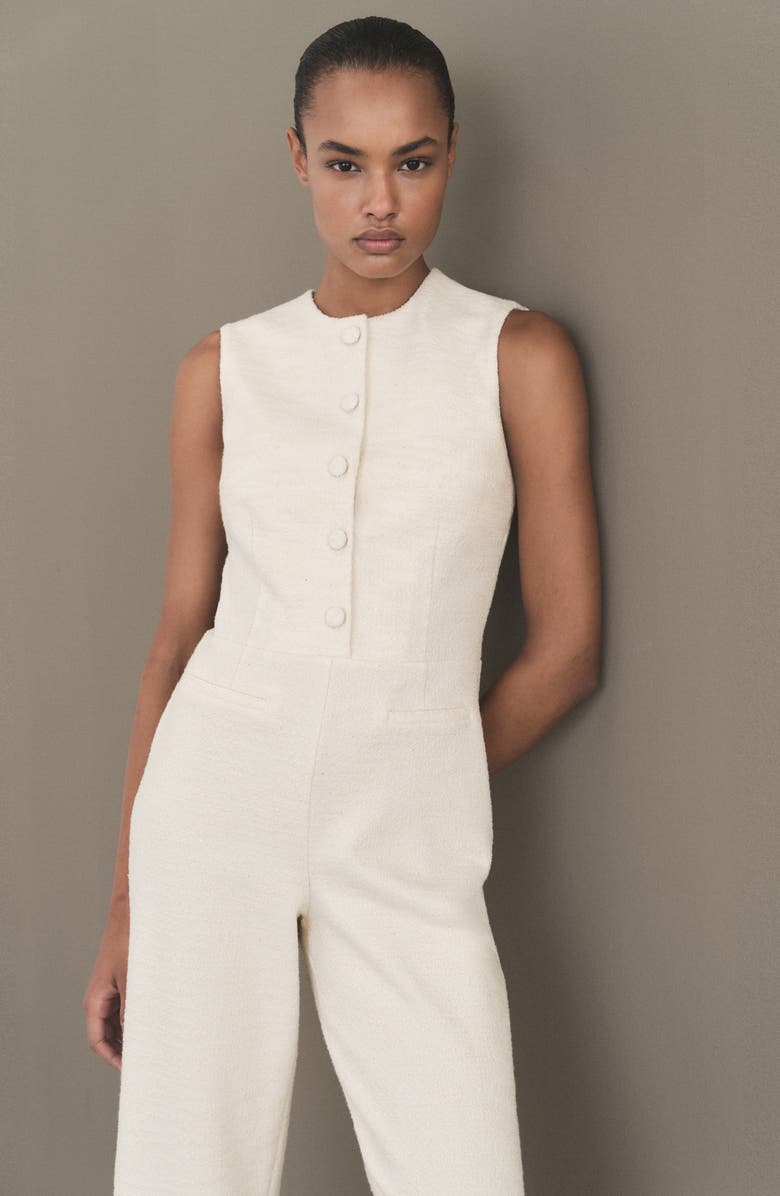 MANGO Sleeveless Tweed Jumpsuit, Alternate, color,
