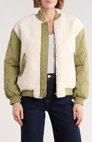 BLANKNYC Mixed Media Bomber Jacket