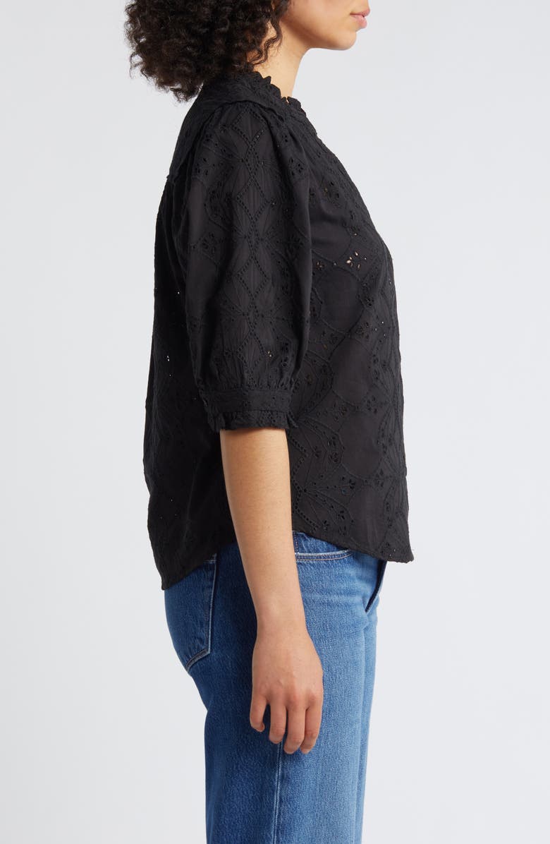Wit & Wisdom Embroidered Eyelet Button-Up Shirt, Alternate, color,