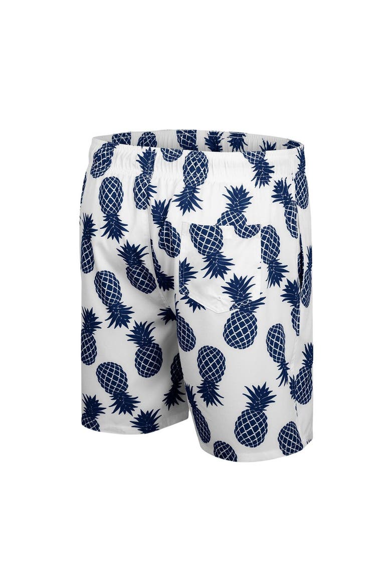 Men's Colosseum White Navy Midshipmen Pineapples Swim Shorts, Alternate, color, White