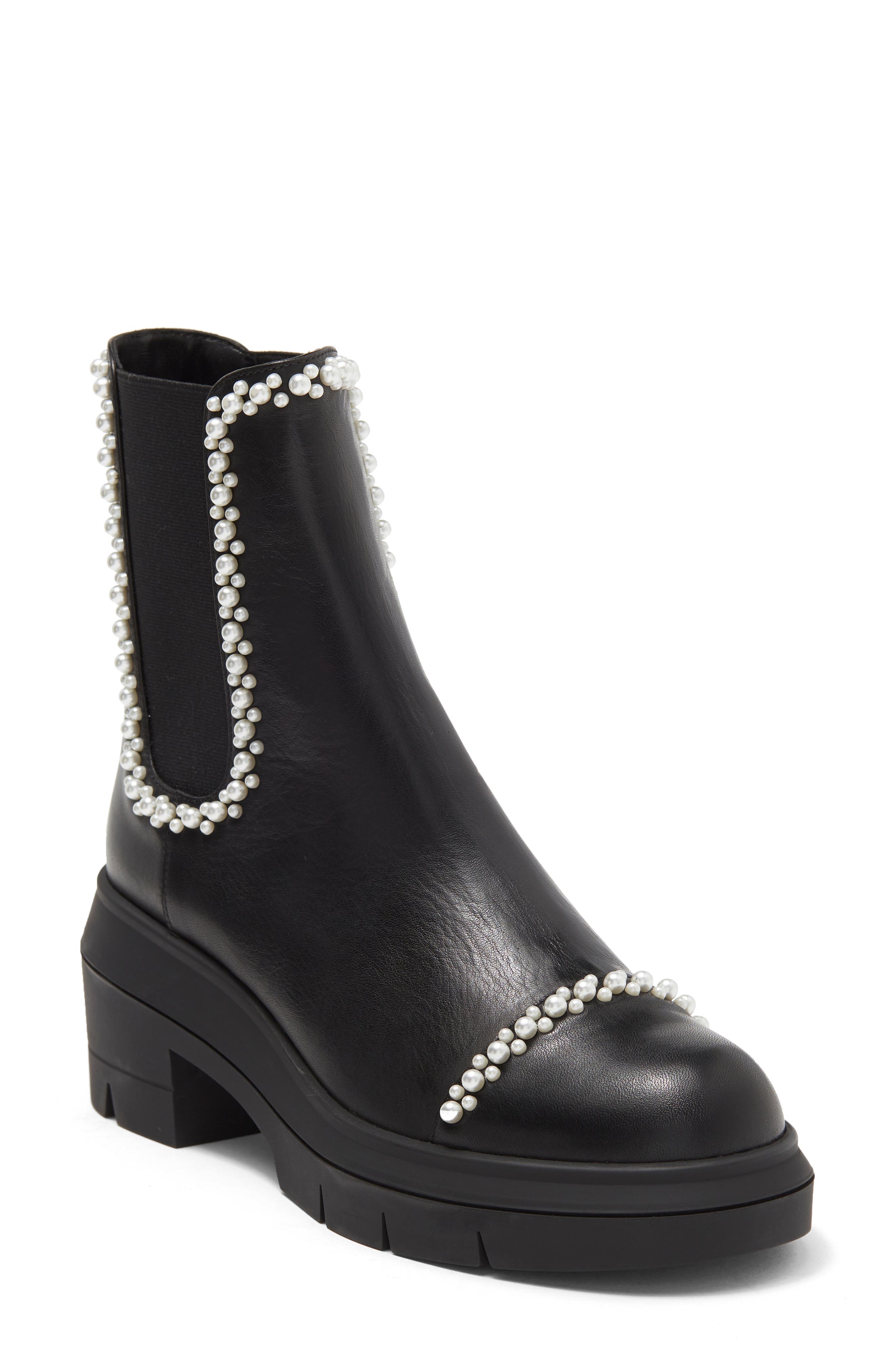 Norah Embellished Bootie, Main, color, BLACK
